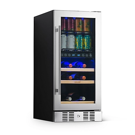 NewAir 3.2 cu. ft. Premium Built-in Dual Zone 9 Bottle and 48 Can Wine and Beverage Fridge in Stainless Steel with SplitShelf