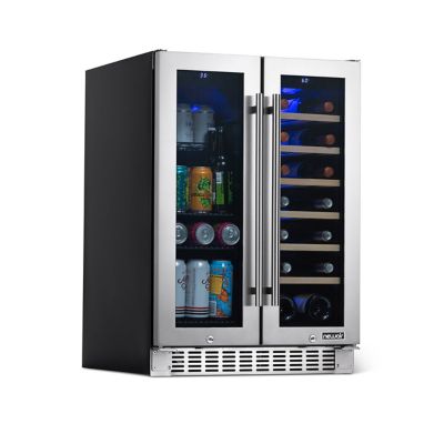 NewAir 20-Bottle and 60-Can Premium Built-in Dual Zone French Door Wine and Beverage Fridge in Stainless Steel