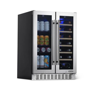 Image showing 5 th NewAir 20-Bottle and 60-Can Premium Built-in Dual Zone French Door Wine and Beverage Fridge in Stainless Steel