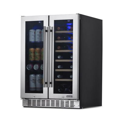 Image showing 6 th NewAir 20-Bottle and 60-Can Premium Built-in Dual Zone French Door Wine and Beverage Fridge in Stainless Steel