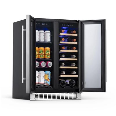 Image showing 7 th NewAir 20-Bottle and 60-Can Premium Built-in Dual Zone French Door Wine and Beverage Fridge in Stainless Steel