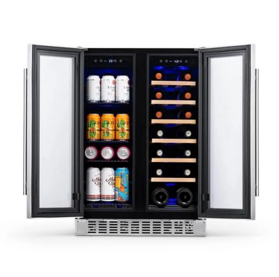 Image showing 8 th NewAir 20-Bottle and 60-Can Premium Built-in Dual Zone French Door Wine and Beverage Fridge in Stainless Steel