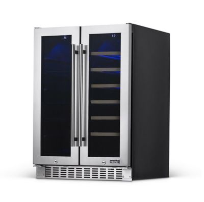 Image showing 11 th NewAir 20-Bottle and 60-Can Premium Built-in Dual Zone French Door Wine and Beverage Fridge in Stainless Steel