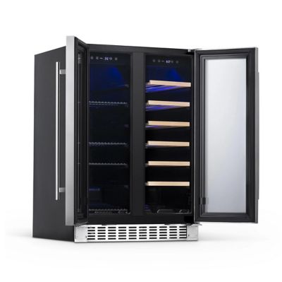 Image showing 13 th NewAir 20-Bottle and 60-Can Premium Built-in Dual Zone French Door Wine and Beverage Fridge in Stainless Steel