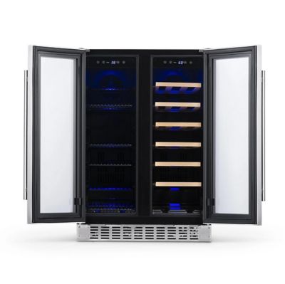 Image showing 14 th NewAir 20-Bottle and 60-Can Premium Built-in Dual Zone French Door Wine and Beverage Fridge in Stainless Steel