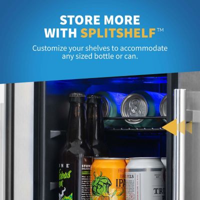 Image showing 15 th NewAir 20-Bottle and 60-Can Premium Built-in Dual Zone French Door Wine and Beverage Fridge in Stainless Steel