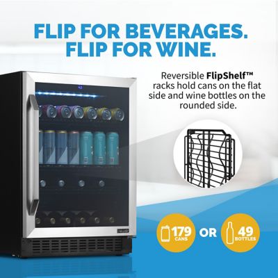 Image showing 12 th NewAir FlipShelf 24 in. 179 Can or 49 Bottle, Built-in or Freestanding Wine and Beverage Fridge