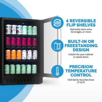 Image showing 16 th NewAir FlipShelf 24 in. 179 Can or 49 Bottle, Built-in or Freestanding Wine and Beverage Fridge