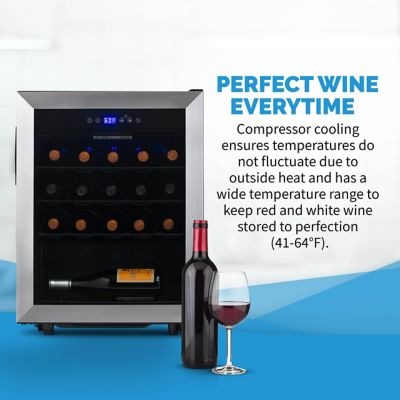 Image showing  2.12 cu. ft. 23-Bottle Freestanding Compressor Wine Fridge in Stainless Steel, Adjustable Racks and Digital Thermostat