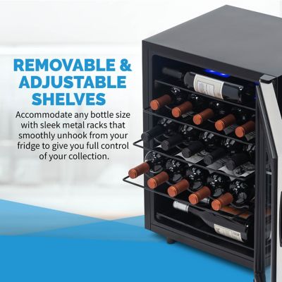 Image showing 14 th NewAir 2.12 cu. ft. 23-Bottle Freestanding Compressor Wine Fridge in Stainless Steel, Adjustable Racks and Digital Thermostat