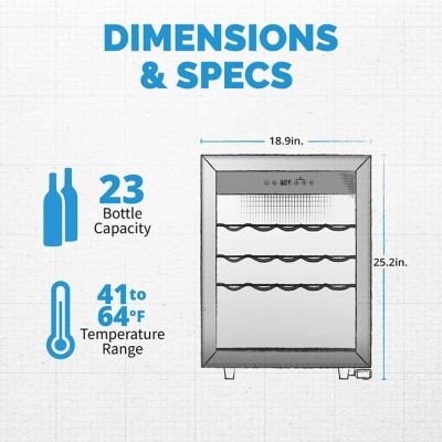 Image showing 15 th NewAir 2.12 cu. ft. 23-Bottle Freestanding Compressor Wine Fridge in Stainless Steel, Adjustable Racks and Digital Thermostat