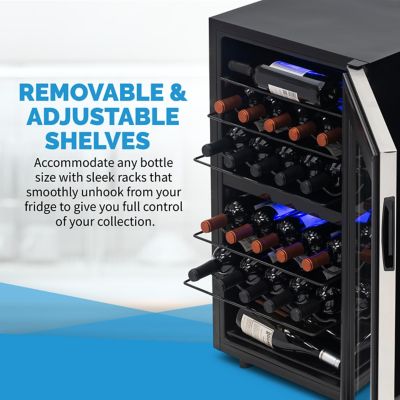 Image showing  2.86 cu. ft. 28-Bottle Freestanding Dual Zone Wine Fridge in Stainless Steel with Adjustable Racks