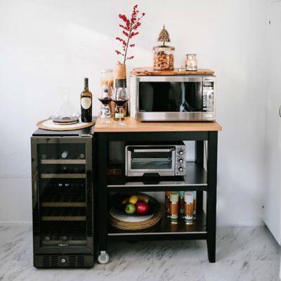 Image showing  3.2 cu. ft. 29-Bottle Built-In Dual Zone Wine Fridge, Black