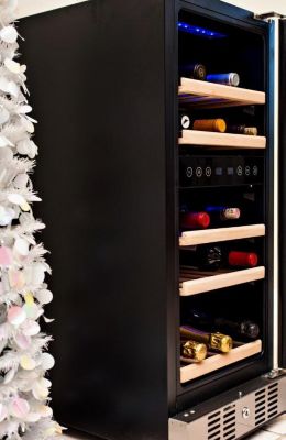 Image showing 5 th NewAir 3.2 cu. ft. 29-Bottle Built-In Dual Zone Wine Fridge, Black