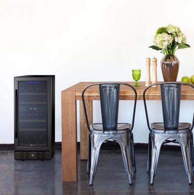 Image showing 8 th NewAir 3.2 cu. ft. 29-Bottle Built-In Dual Zone Wine Fridge, Black