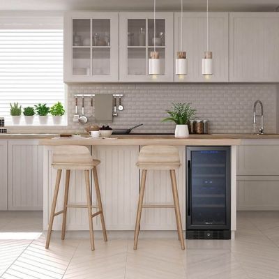 Image showing 19 th NewAir 3.2 cu. ft. 29-Bottle Built-In Dual Zone Wine Fridge, Black