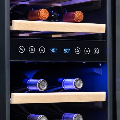 Image showing 24 th NewAir 3.2 cu. ft. 29-Bottle Built-In Dual Zone Wine Fridge, Black