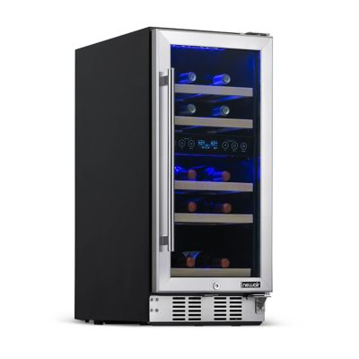 NewAir 3.2 cu. ft. 29-Bottle Built-In Dual Zone Wine Fridge in Stainless Steel, Quiet Operation with Beech Wood Shelves