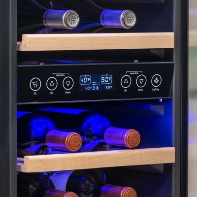 Image showing  3.2 cu. ft. 29-Bottle Built-In Dual Zone Wine Fridge in Stainless Steel, Quiet Operation with Beech Wood Shelves