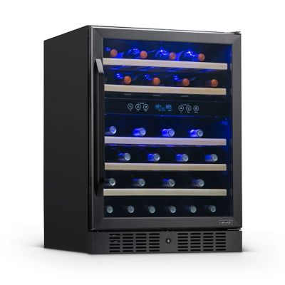 NewAir 5.3 cu. ft. 46-Bottle Built-In Dual Zone Wine Fridge in Black Stainless Steel