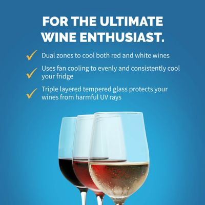 Image showing  5.3 cu. ft. 46-Bottle Built-In Dual Zone Wine Fridge in Black Stainless Steel