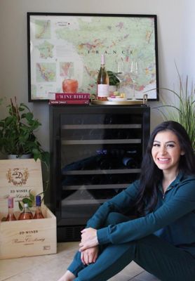 Image showing  5.3 cu. ft. 46-Bottle Built-In Dual Zone Wine Fridge in Black Stainless Steel