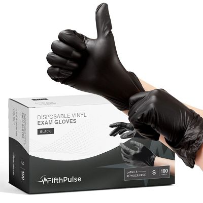 FifthPulse Vinyl Exam Latex-Free and Powder-Free Gloves, 100-Pack -  FP-V-100-M-BLK