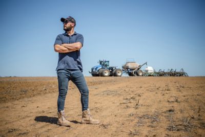 Image showing 3 th Steel Blue Men's Steel Toe Southern Cros Scuff Lace-Up with Side Zip Work Boots, 6 in.