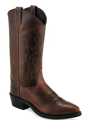 Old West Men's Round Toe Cowboy Work Boots, Brown