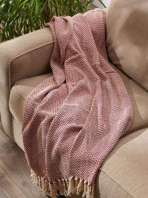 Image showing 6 th Design Imports Cotton Handloom Chevron Throw Blanket