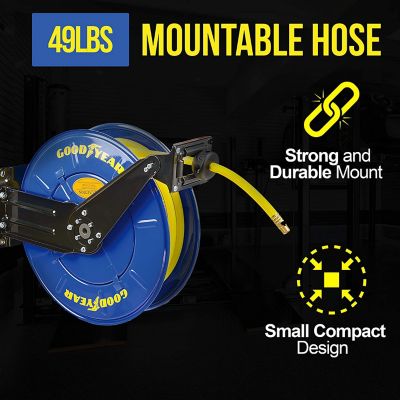 Goodyear Air water Hose 3/8" x 50' Auto Retractable Reel  Compressor wall mount 