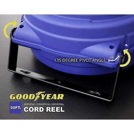 Goodyear Air Hose Reel Retractable 1/2 Inch x 65' Foot SBR Rubber Hose Max  300PSI Heavy Duty Industrial Steel Single Arm Construction : :  Tools & Home Improvement