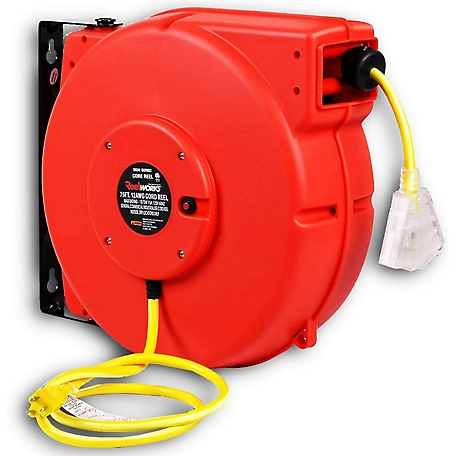 ReelWorks 80 ft. Indoor/Outdoor Retractable Extension Cord Reel at