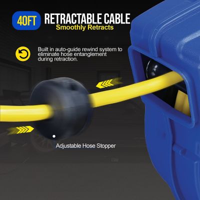 Image showing  40 ft. Indoor/Outdoor Retractable Extension Cord Reel with 3 Outlets