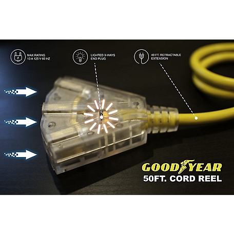 Goodyear 50 ft. Indoor/Outdoor Retractable Extension Cord Reel at Tractor  Supply Co.