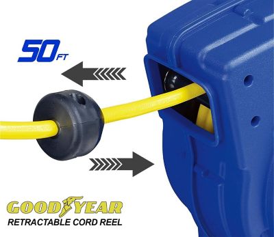 Image showing  50 ft. Indoor/Outdoor Retractable Extension Cord Reel with 3 Outlets