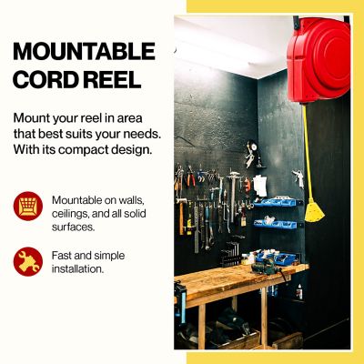 Image showing  65 ft. Indoor/Outdoor Retractable Extension Cord Reel with 3 Outlets