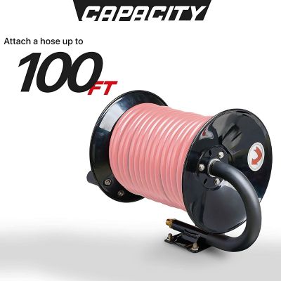 Image showing  3/8 in. x 100 ft. Hand Crank Air Compressor Hose Reel without Hose