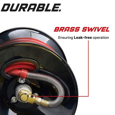 Image showing 5 th ReelWorks 3/8 in. x 100 ft. Hand Crank Air Compressor Hose Reel without Hose