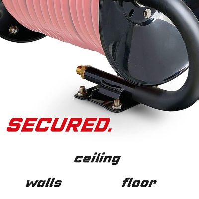 Image showing 6 th ReelWorks 3/8 in. x 100 ft. Hand Crank Air Compressor Hose Reel without Hose