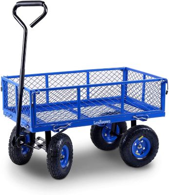Landworks 400 lb. Capacity Heavy-Duty Utility Cart Wagon with Removable Sides TRI-2103Q044A