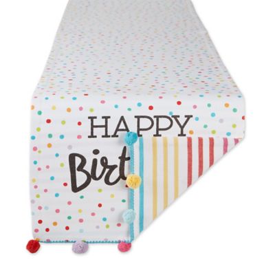 DII Happy Birthday Embellished Decorative Table Runner