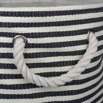 Image showing  Pinstripe Round Paper Bin, Black