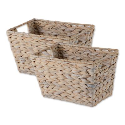 Design Imports Hyacinth Storage Baskets, White, 2 pc.