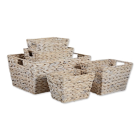 Design Imports Hyacinth Storage Baskets, White, 5-Pack