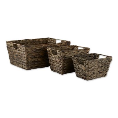 Design Imports Hyacinth Storage Baskets, Gray, 3 pc.