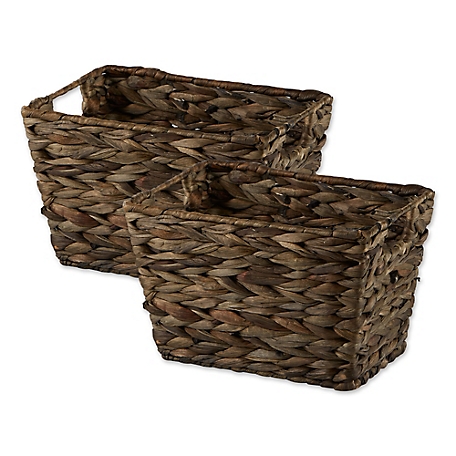 Design Imports Hyacinth Storage Baskets, Gray, 2-Pack