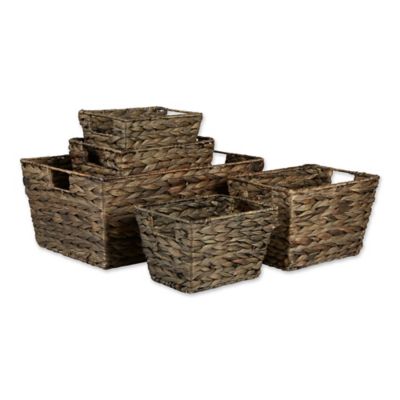 Design Imports Hyacinth Storage Baskets, Gray, 5 pc.