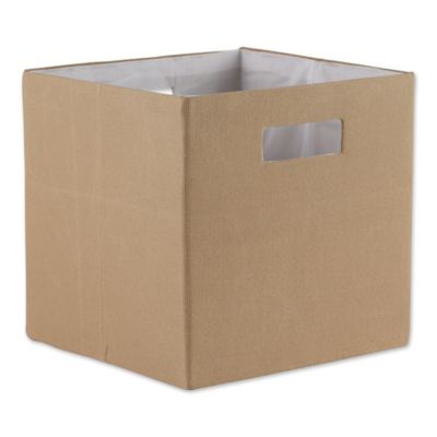 Design Imports Solid Poly Cube Storage Bin, Stone, 13 in. x 13 in. x 13 in.