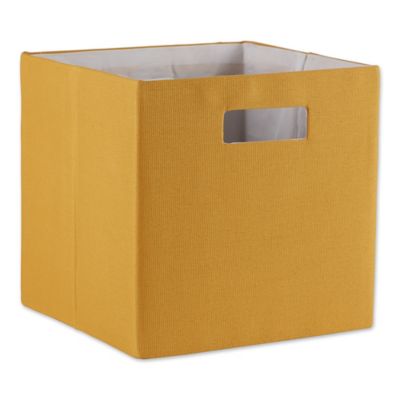 Design Imports Solid Poly Cube Storage Bin, Honey Gold, 13 in. x 13 in. x 13 in.